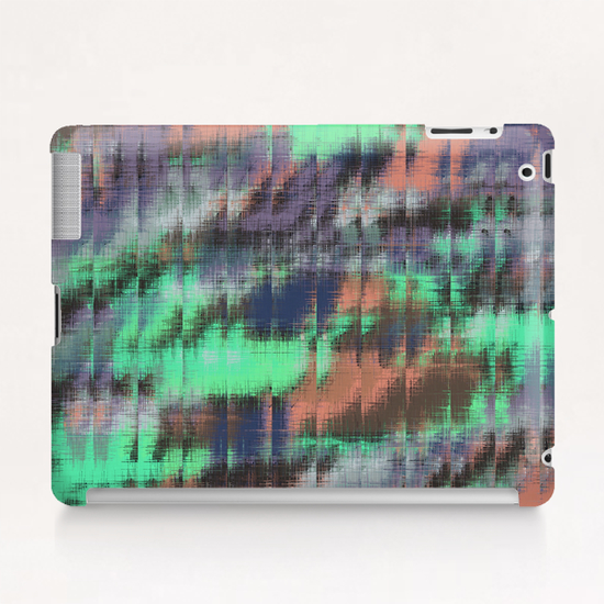 psychedelic geometric abstract pattern in green purple pink Tablet Case by Timmy333