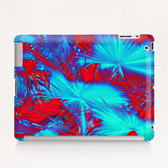 closeup palm leaf texture abstract background in blue and red Tablet Case by Timmy333