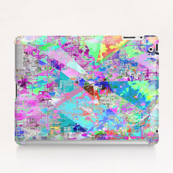 psychedelic geometric triangle polygon pattern abstract background in pink blue green purple Tablet Case by Timmy333