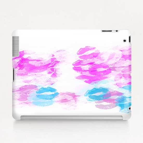 kisses lipstick pattern abstract background in pink and blue Tablet Case by Timmy333