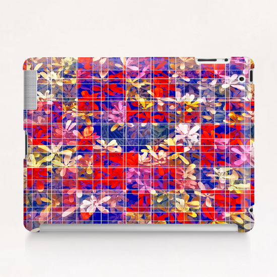 blooming flower with square pattern abstract in red and blue Tablet Case by Timmy333