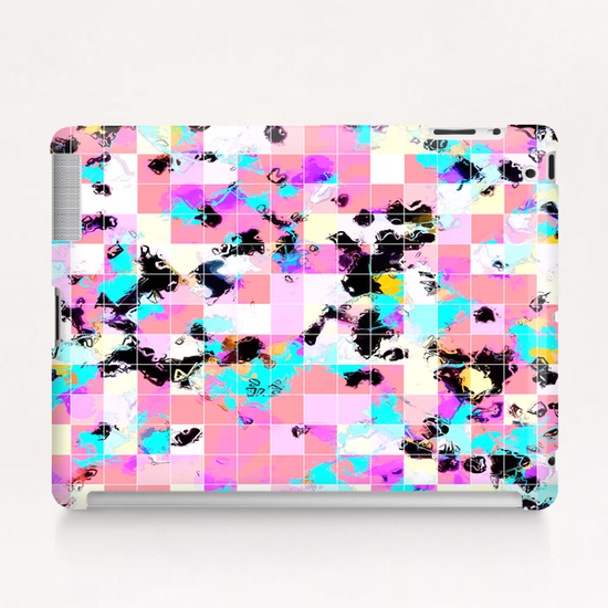 geometric square pattern abstract in pink blue Tablet Case by Timmy333