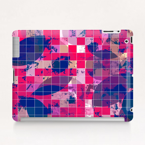 geometric square and circle pattern abstract background in red pink blue Tablet Case by Timmy333