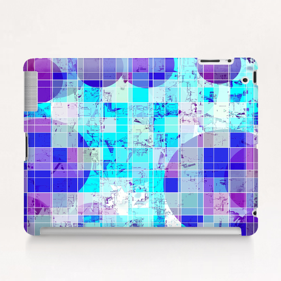 geometric square and circle pattern abstract in blue Tablet Case by Timmy333