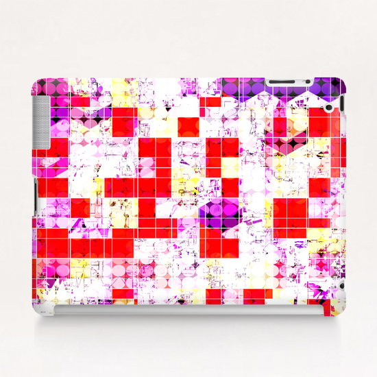 geometric circle and square pattern abstract in red pink yellow Tablet Case by Timmy333