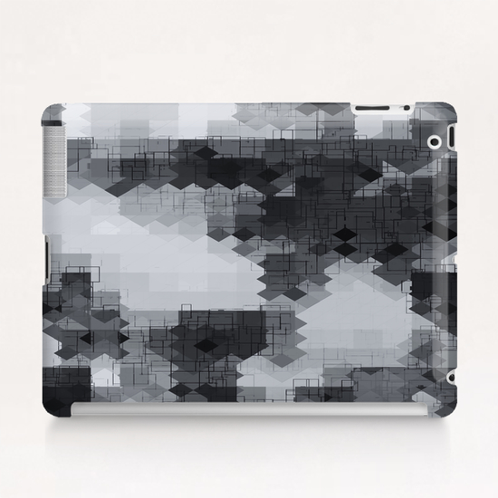 geometric square pixel pattern abstract background in black and white Tablet Case by Timmy333