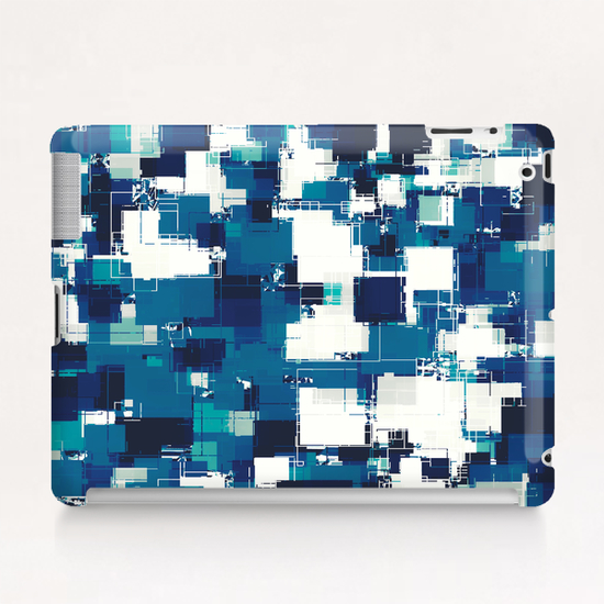 geometric square pattern abstract background in blue Tablet Case by Timmy333