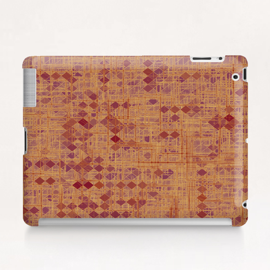 geometric square pixel pattern abstract in brown and pink Tablet Case by Timmy333