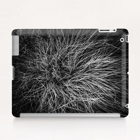 closeup grass texture in black and white Tablet Case by Timmy333