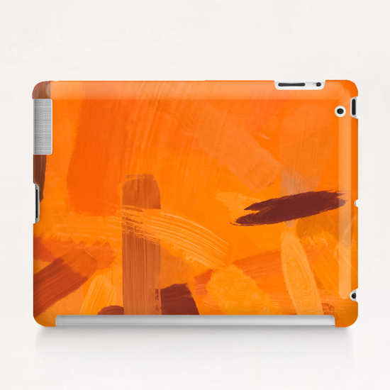 brush painting texture abstract background in orange brown Tablet Case by Timmy333