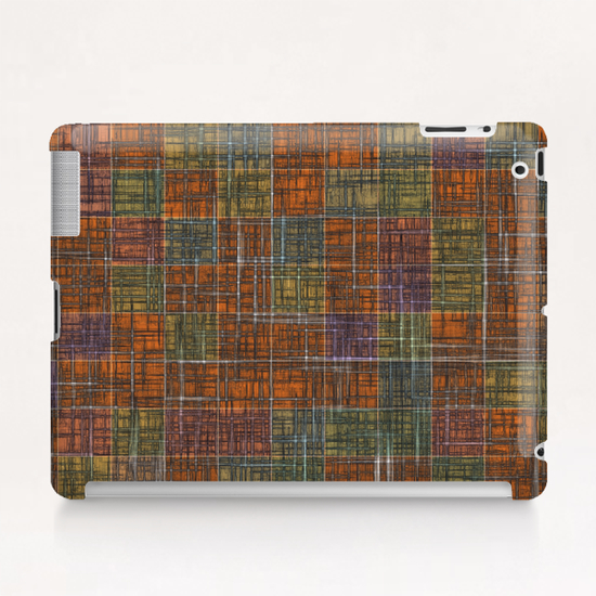 geometric square pattern abstract in orange brown green yellow Tablet Case by Timmy333