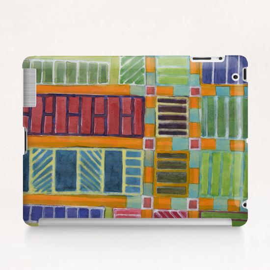 Orange-Turquoise Grid with different Fillings  Tablet Case by Heidi Capitaine