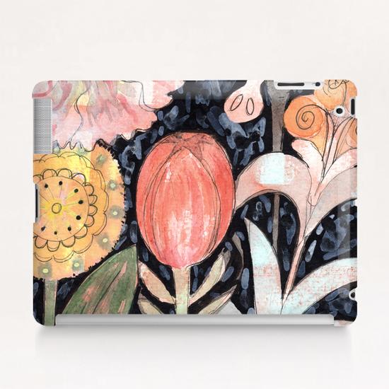 Mixed Flowers with Tulip on Black  Tablet Case by Heidi Capitaine