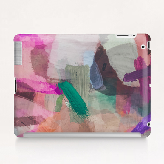 brush painting texture abstract background in pink brown green Tablet Case by Timmy333