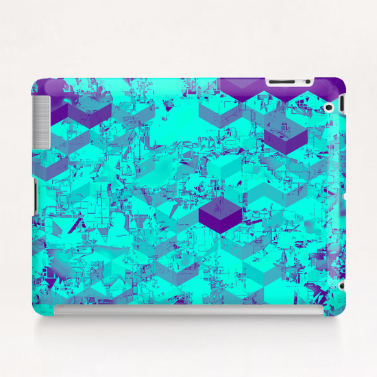 geometric square pattern abstract in blue Tablet Case by Timmy333