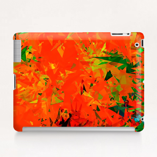 geometric triangle pattern abstract in orange green Tablet Case by Timmy333