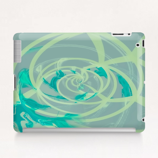 spiral line pattern painting texture abstract in blue green Tablet Case by Timmy333