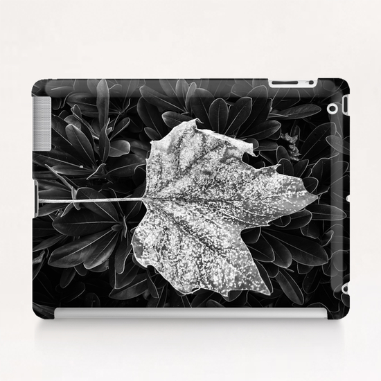 closeup leaves texture in black and white Tablet Case by Timmy333