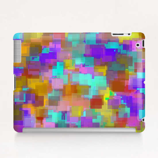 geometric square pattern abstract background in pink blue purple brown Tablet Case by Timmy333