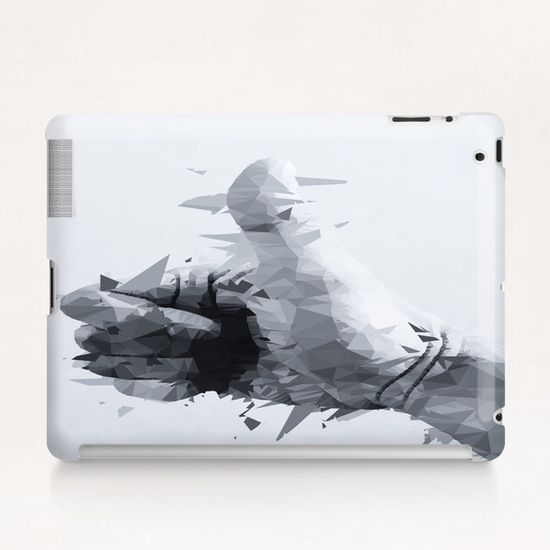 splash geometric thumbs up abstract background in black and white Tablet Case by Timmy333