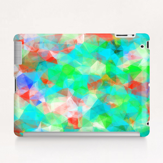 geometric triangle pattern abstract background in blue green orange Tablet Case by Timmy333