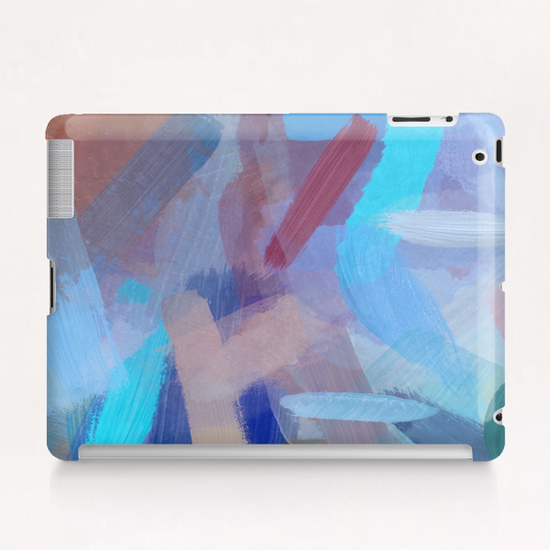 brush painting texture abstract background in blue brown Tablet Case by Timmy333