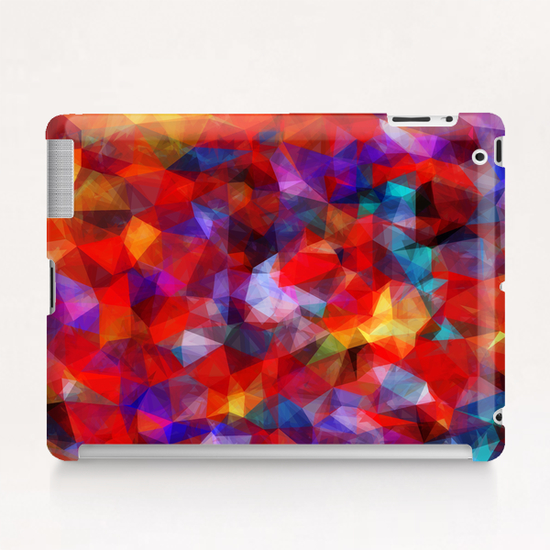 geometric triangle pattern abstract background in red blue yellow Tablet Case by Timmy333