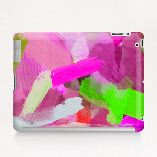 brush painting texture abstract background in pink green Tablet Case by Timmy333