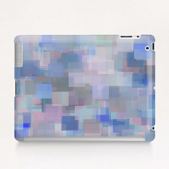 geometric square pattern abstract background in blue and pink Tablet Case by Timmy333