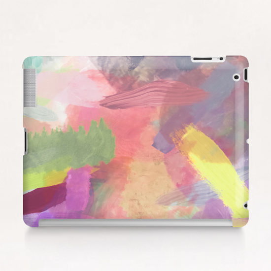 brush painting texture abstract background in pink purple yellow Tablet Case by Timmy333