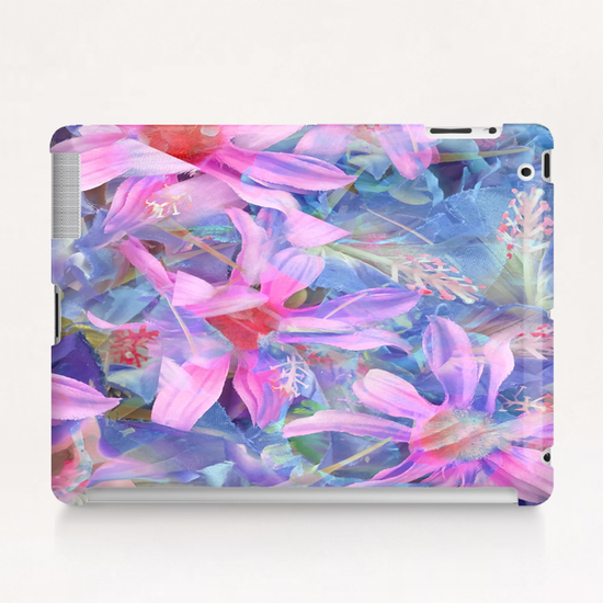 blooming pink and blue daisy flower abstract background Tablet Case by Timmy333