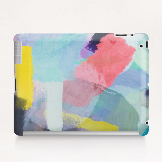 brush painting texture abstract background in pink blue yellow Tablet Case by Timmy333