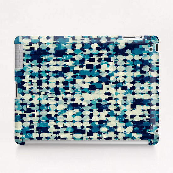 geometric square and circle pattern abstract in blue green Tablet Case by Timmy333