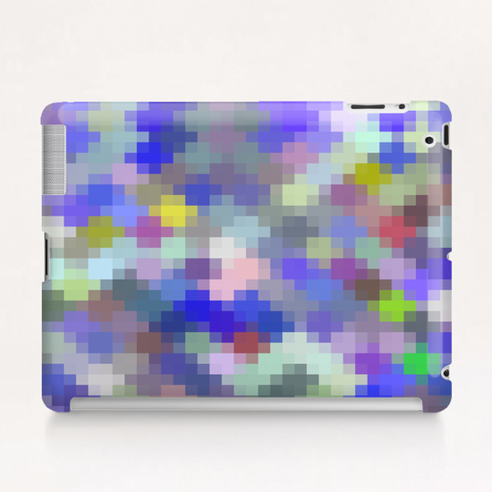 geometric square pixel pattern abstract in blue purple pink Tablet Case by Timmy333