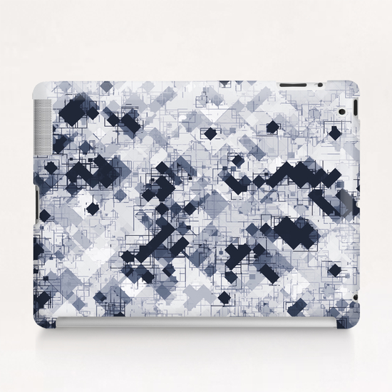 geometric pixel pattern abstract in black and white Tablet Case by Timmy333