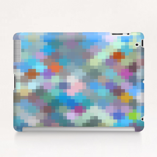 geometric square pixel pattern abstract in blue pink green Tablet Case by Timmy333