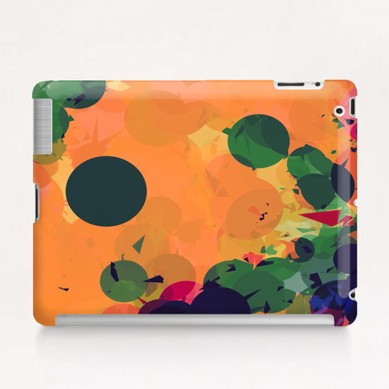 geometric circle and triangle pattern abstract in green orange red Tablet Case by Timmy333