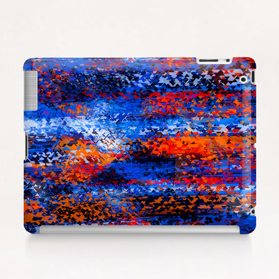 psychedelic geometric polygon shape pattern abstract in blue red orange Tablet Case by Timmy333