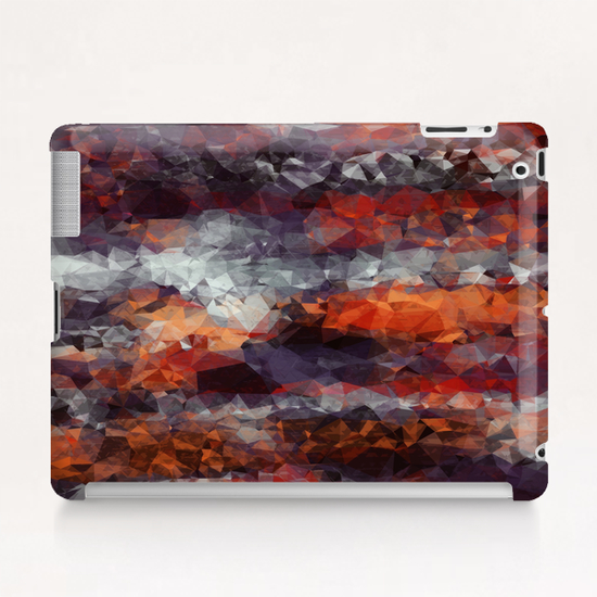 psychedelic geometric polygon shape pattern abstract in orange brown red black Tablet Case by Timmy333