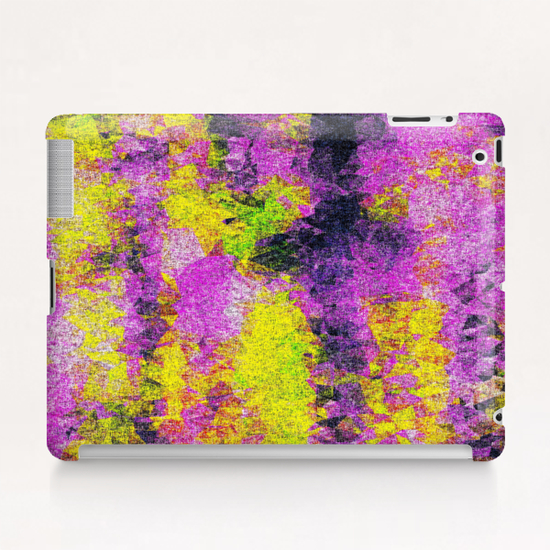 vintage psychedelic painting texture abstract in pink and yellow with noise and grain Tablet Case by Timmy333