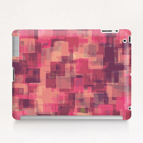 psychedelic geometric square pattern abstract in pink and purple Tablet Case by Timmy333