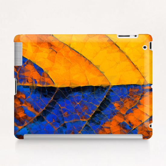 closeup leaf texture geometric triangle abstract pattern in blue orange yellow Tablet Case by Timmy333