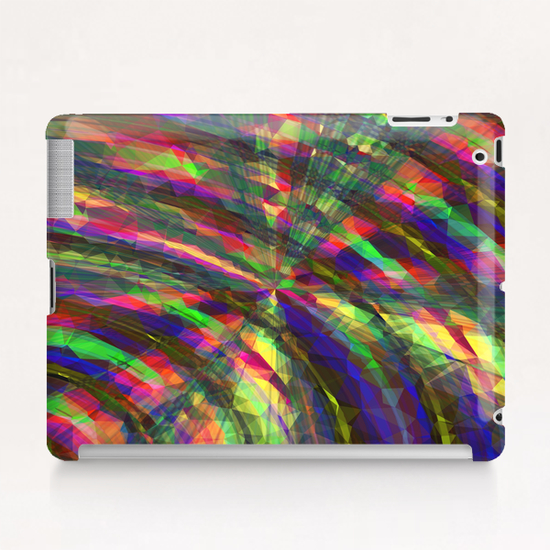 psychedelic geometric polygon pattern abstract in pink blue green yellow Tablet Case by Timmy333