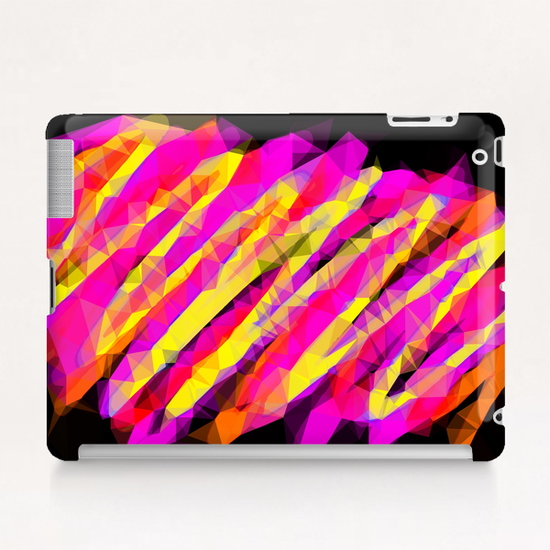 psychedelic geometric polygon abstract in pink yellow orange black Tablet Case by Timmy333