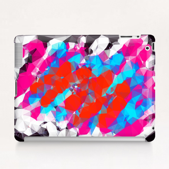 psychedelic geometric polygon abstract in pink red blue Tablet Case by Timmy333