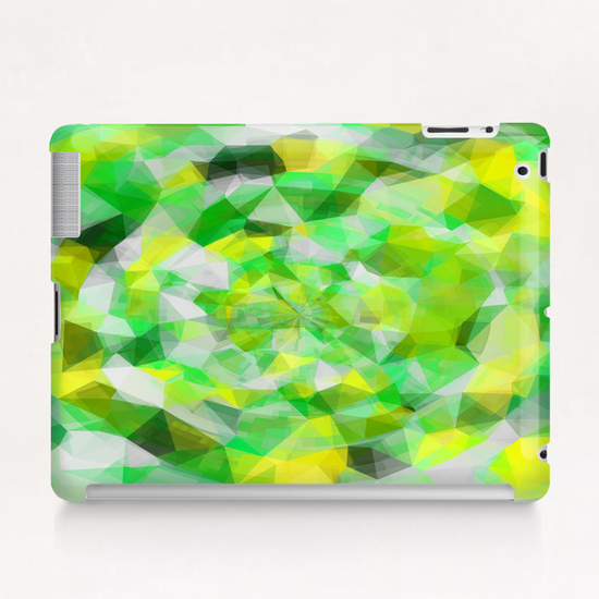 geometric polygon abstract pattern in green and yellow Tablet Case by Timmy333