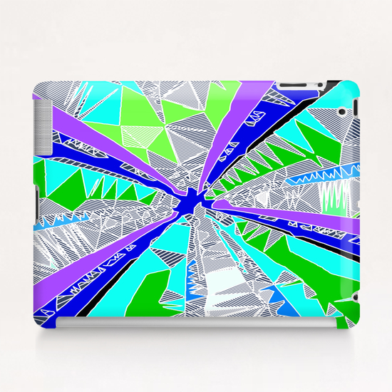 psychedelic geometric pattern drawing abstract background in blue purple green Tablet Case by Timmy333