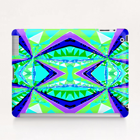 psychedelic geometric abstract pattern background in green purple blue Tablet Case by Timmy333