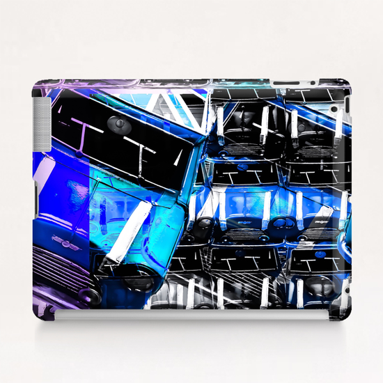 psychedelic Mini Cooper blue sport car abstract background Tablet Case by Timmy333