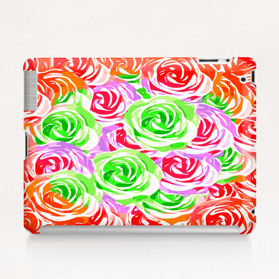 colorful rose pattern abstract in red pink green Tablet Case by Timmy333